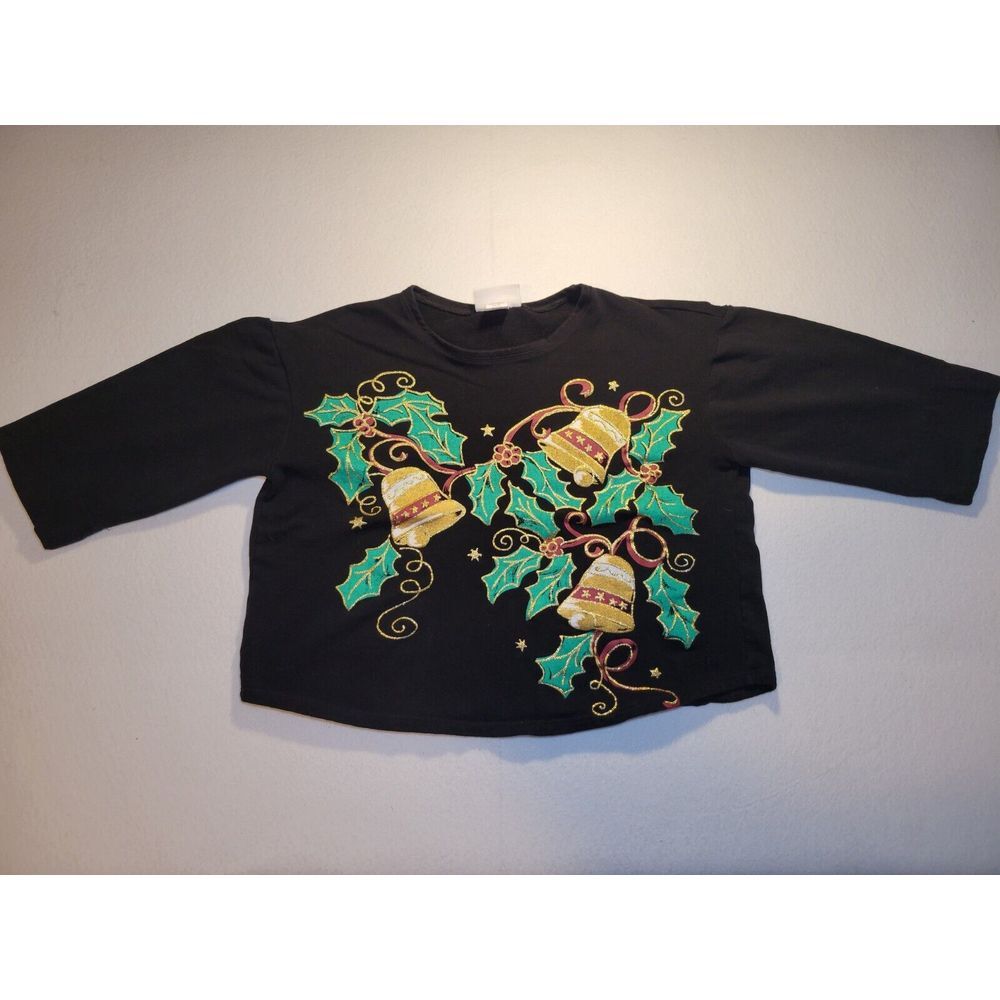 Vintage Serengeti Embossed Christmas Mistletoe Jingle Bells Sweatshirt Size L